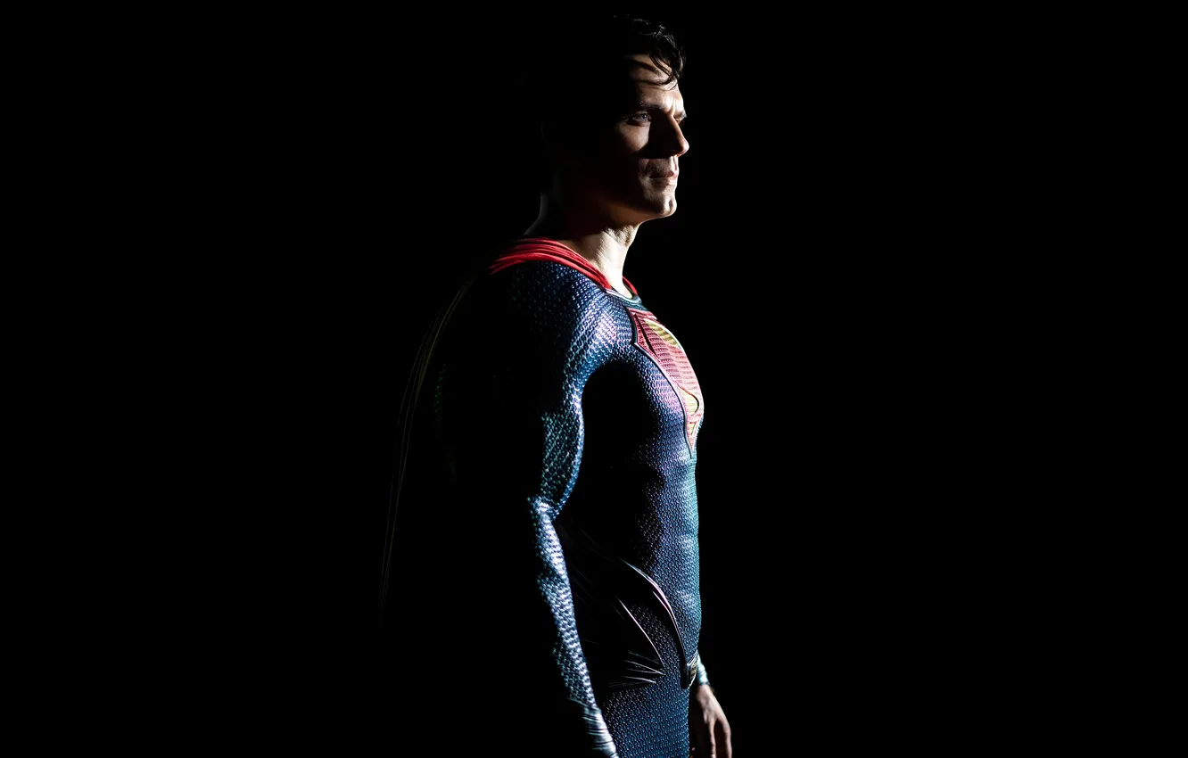 Photo wallpaper costume, black background, superhero, comic, Superman, DC Comics, Clark Kent, Henry Cavill