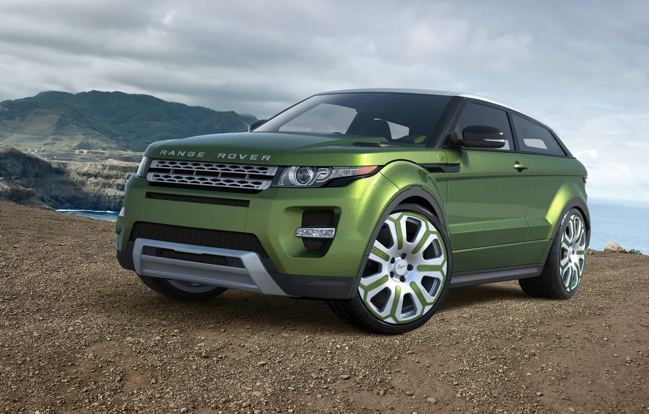 Photo wallpaper car, machine, auto, green, Land Rover, Range Rover, green, avto