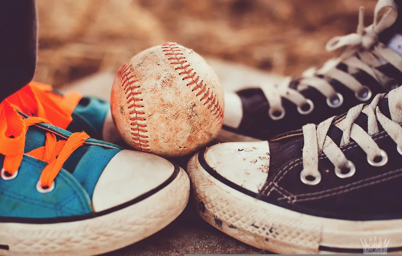 Photo wallpaper sport, the ball, sneakers, baseball