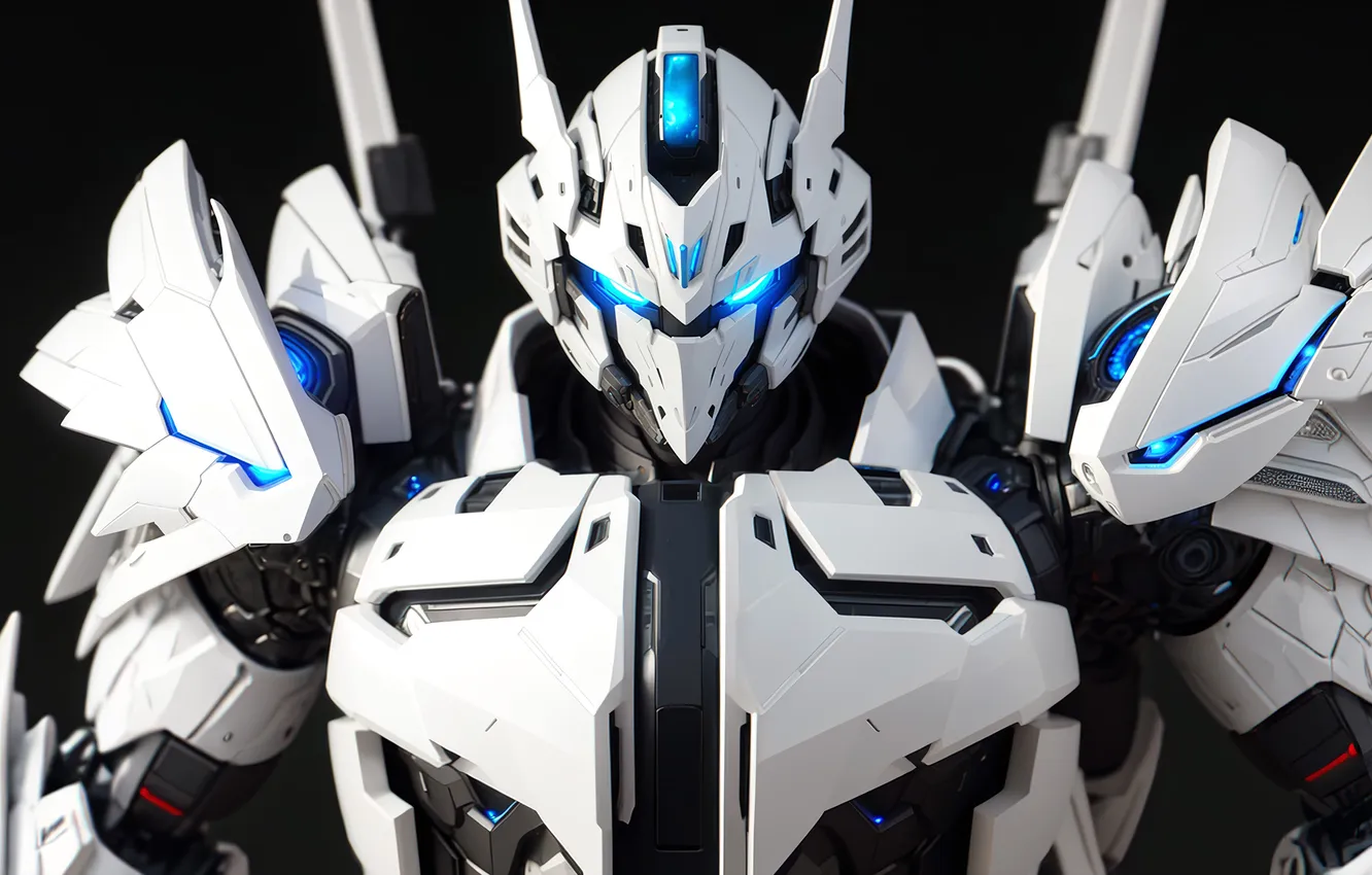 Photo wallpaper white, robot, Transformers, black background