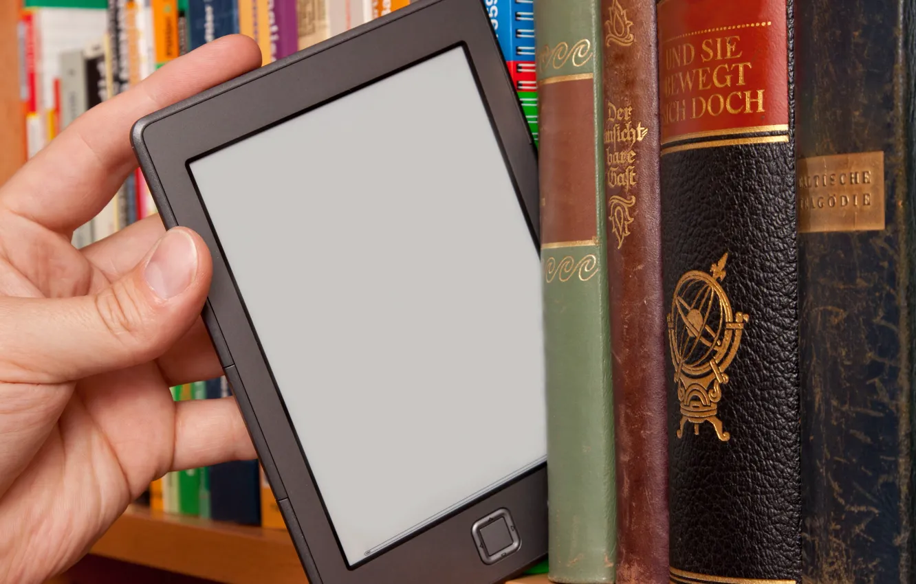 Photo wallpaper hand, books, tablet, library, bookstore