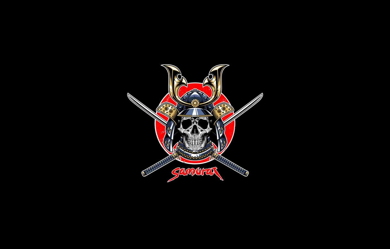 Photo wallpaper style, background, skull, minimalism, sword, katana, art, samurai