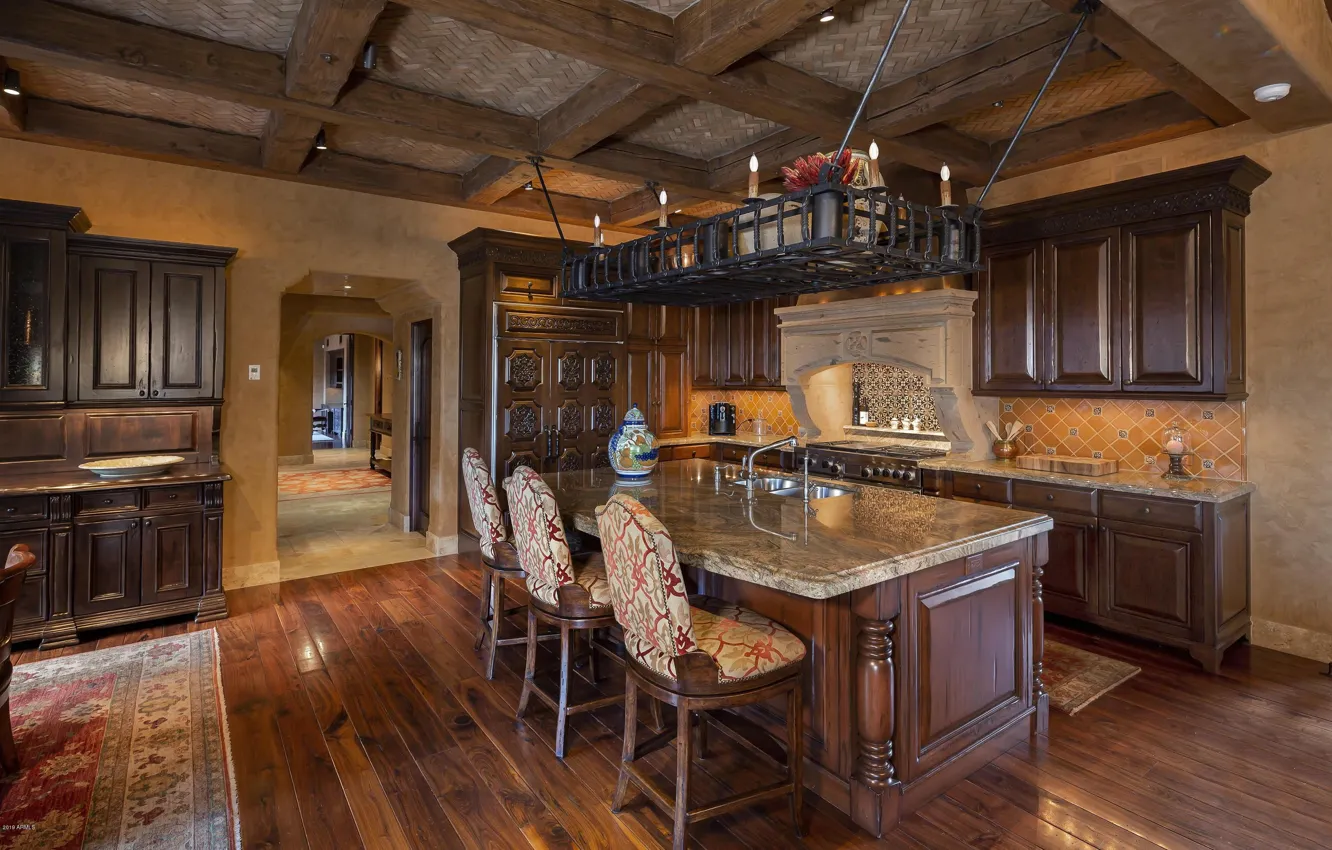 Photo wallpaper design, Villa, interior, kitchen, AZ, colonial style, Scottsdal