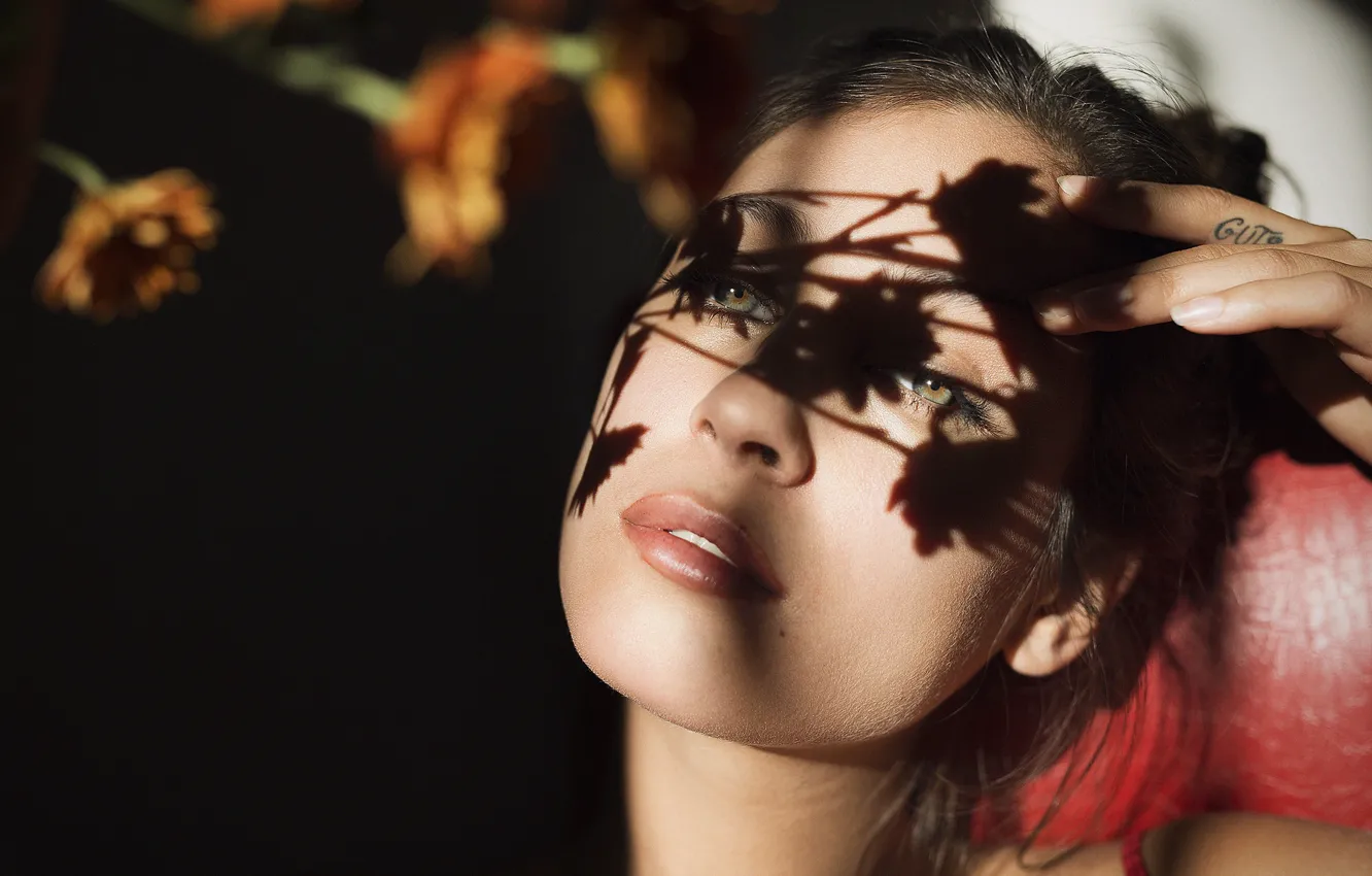 Photo wallpaper girl, face, shadow, Macarena