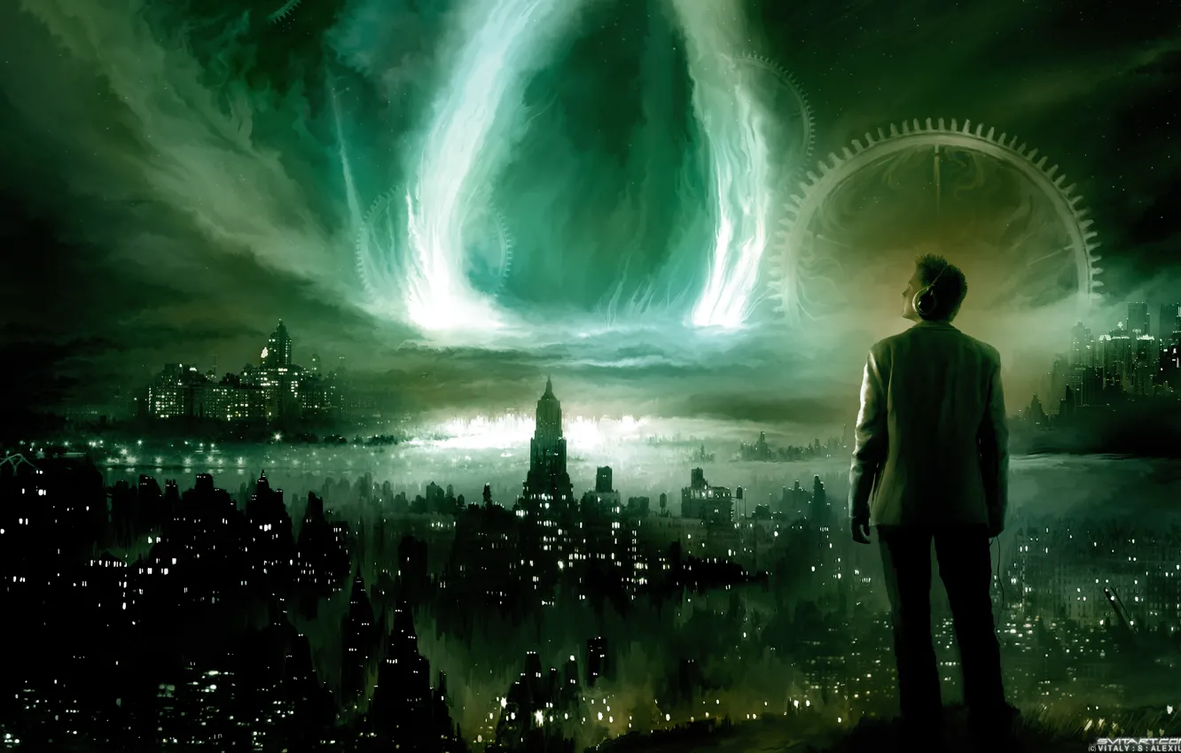 Photo wallpaper night, the city, fiction, the situation