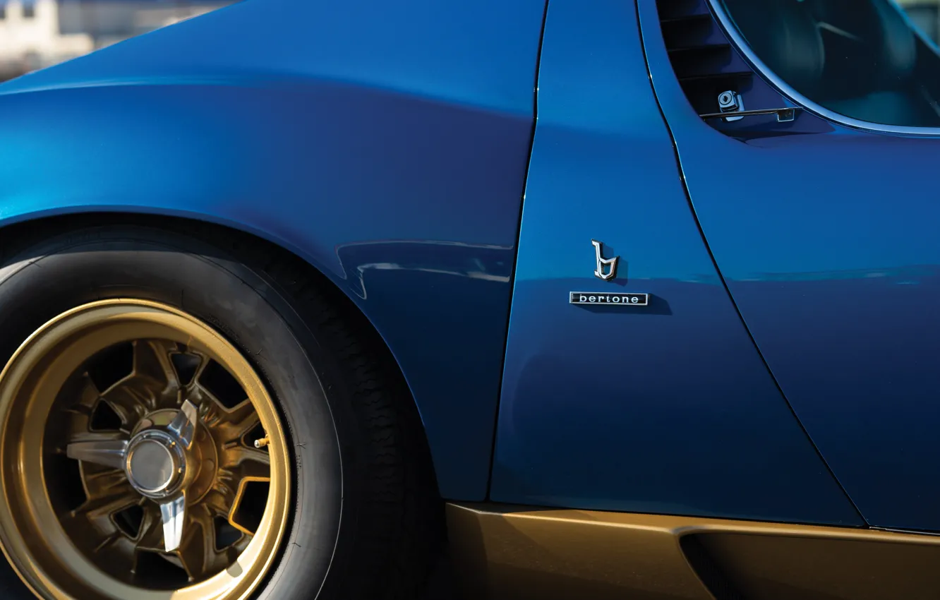 Photo wallpaper Lamborghini, 1971, Miura, Bertone, badge, Lamborghini Miura P400 SV