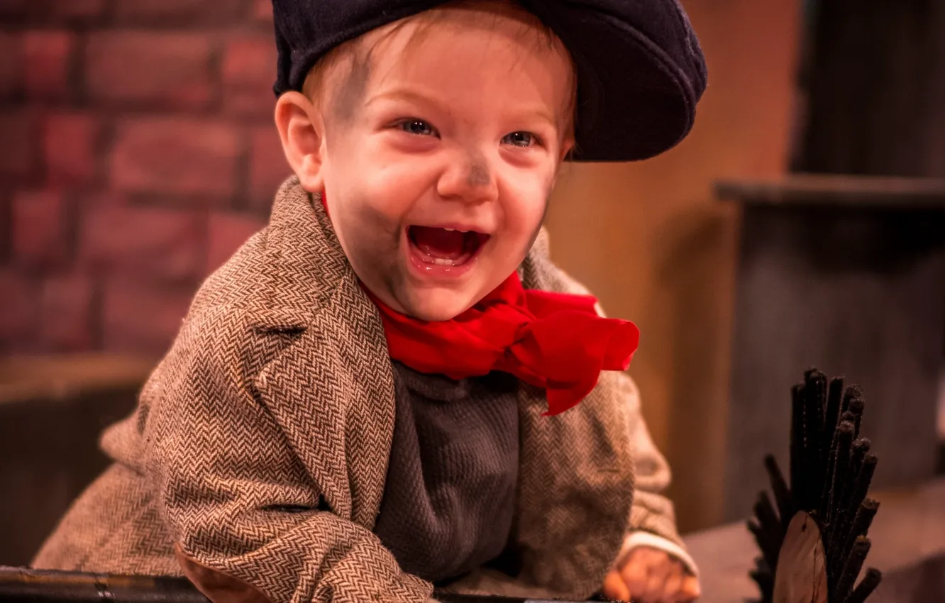 Photo wallpaper joy, mood, boy, cap, chimney sweep