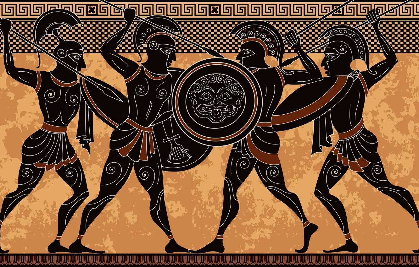 Photo wallpaper Figure, Greece, Picture, Warriors, Art, Warriors, Ancient Greece, Ancient civilization, Greek culture, Ancient civilization, Greek …