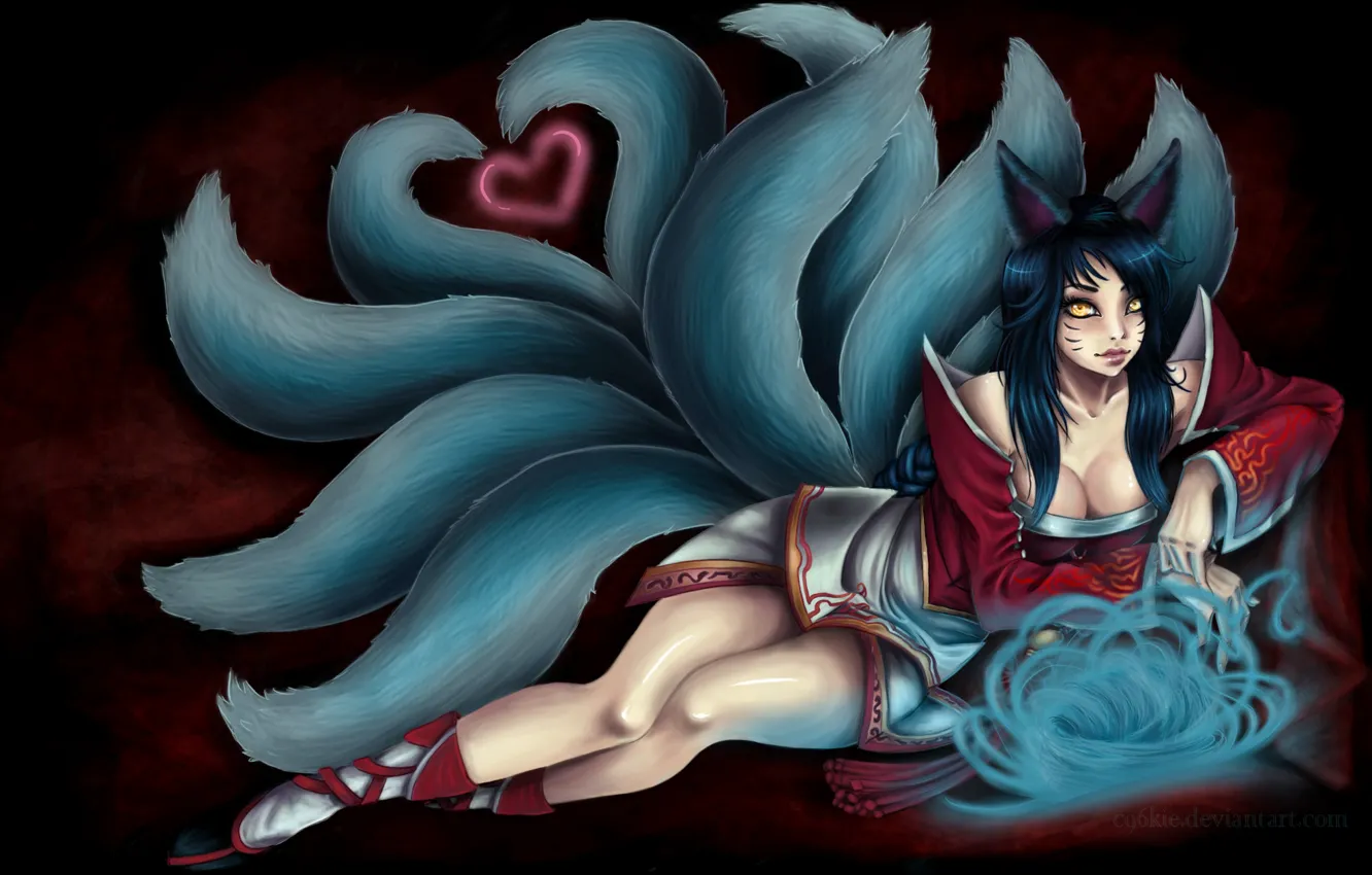 Photo wallpaper chest, look, girl, magic, Fox, heart, ears, art