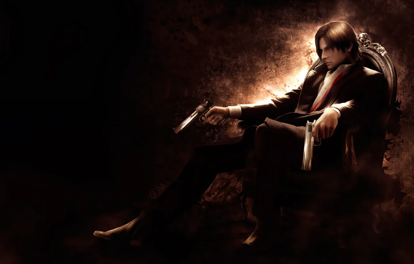 Photo wallpaper darkness, Resident evil, Resident Evil, Biohazard, Leon Scott Kennedy, Leon Scott Kennedy, Biohazard, The Darkness