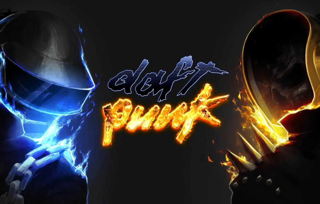 Photo wallpaper lights, style, music, background, mask, Daft Punk, Thomas Bangalter, Daft Punk