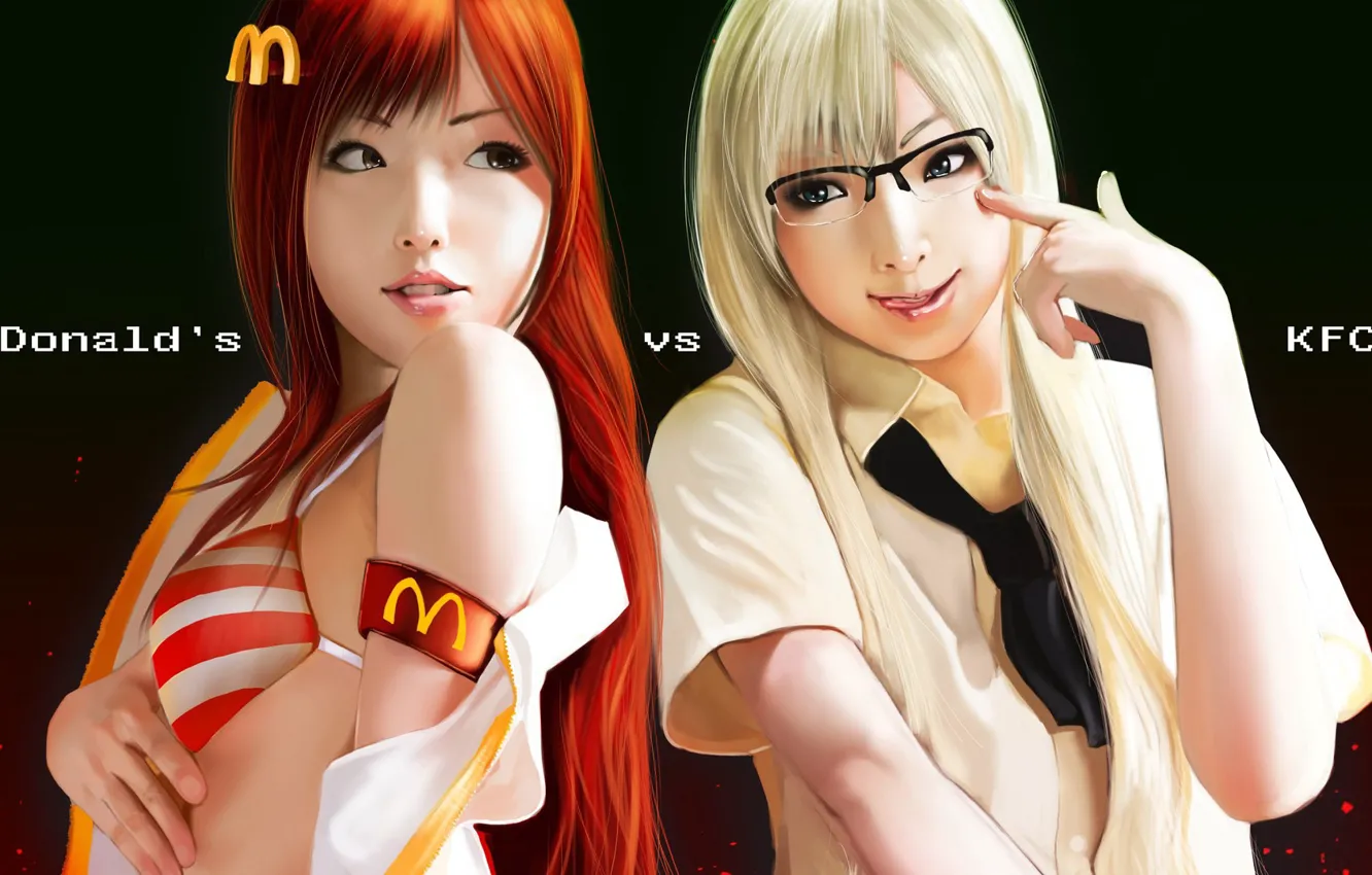 Photo wallpaper girl, anime, art, KFC, macdonals