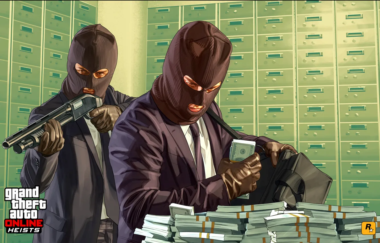 Photo wallpaper the bandits, robbery, Player, gta Online, Heists