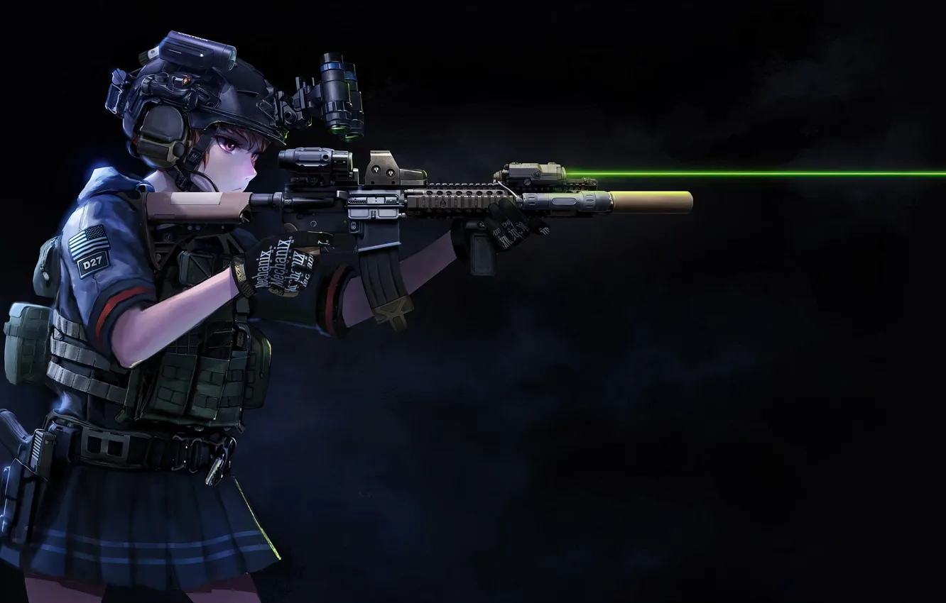 Photo wallpaper kawaii, anime, rifle, manga, oriental, ARMA, Soldier, Saia