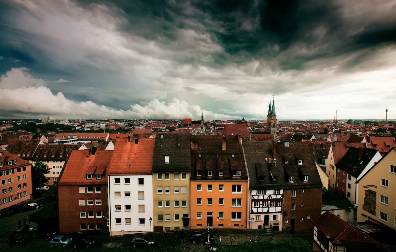 Photo wallpaper the sky, the city, home, Germany, Nuremberg