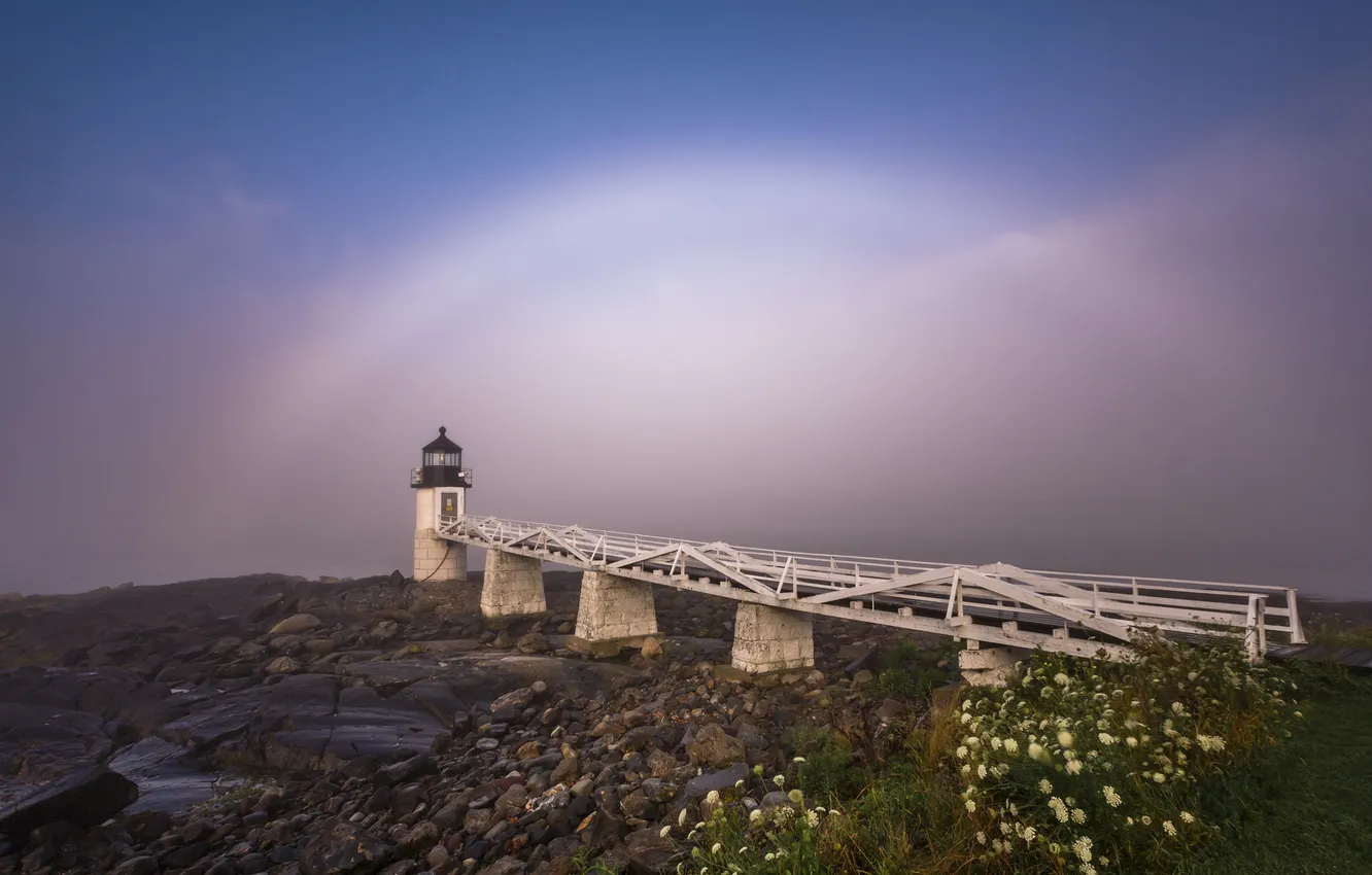 Photo wallpaper bridge, nature, lighthouse, Marshall Point Lighthouse