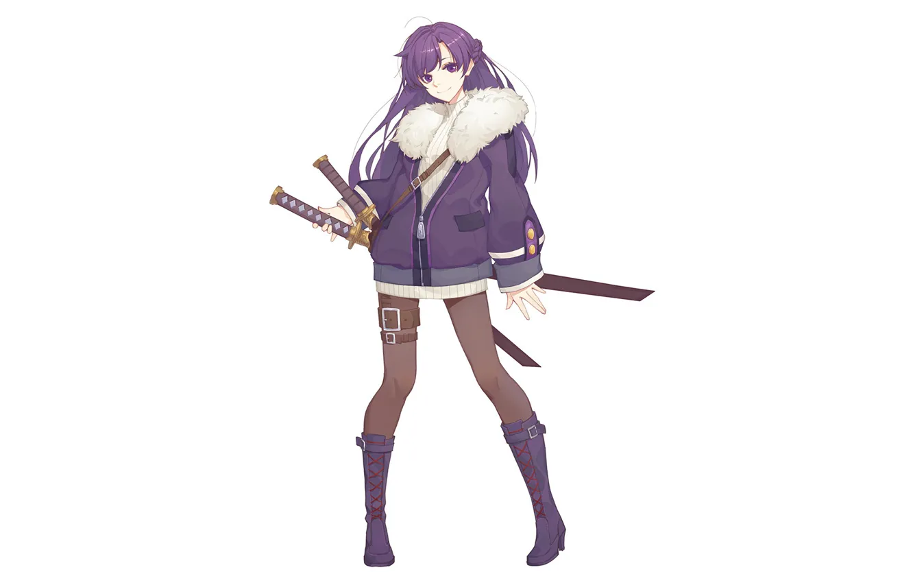 Photo wallpaper girl, weapons, background, sword