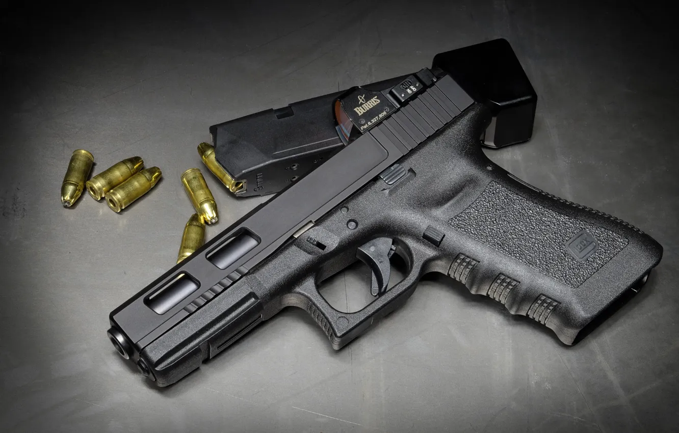 Photo wallpaper Austria, cartridges, Glock 17, self-loading pistol