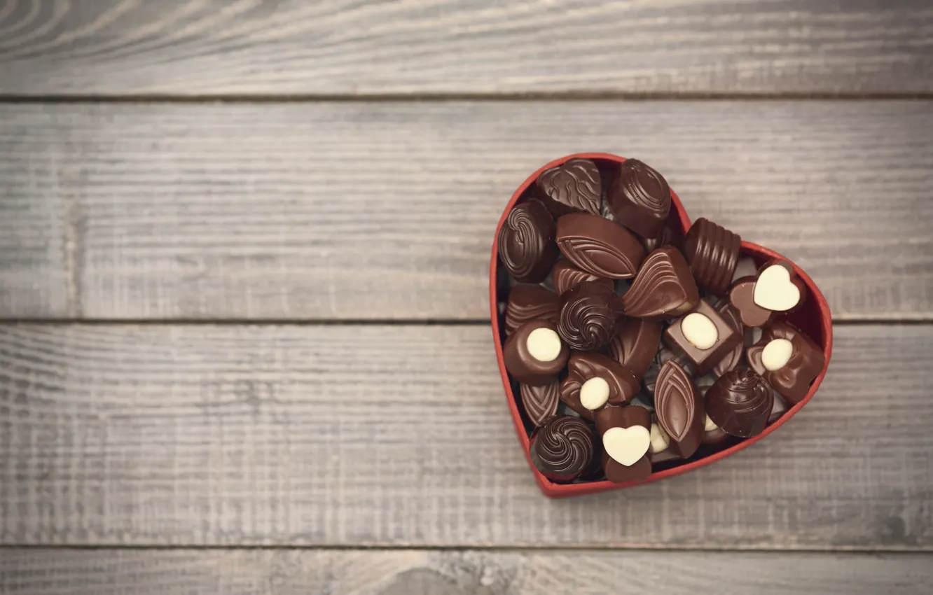 Photo wallpaper box, heart, candy