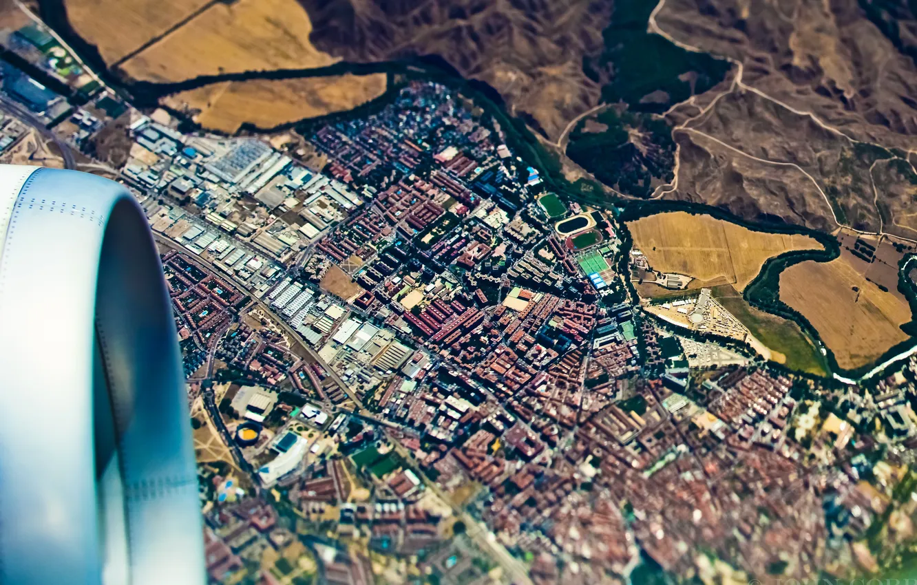 Photo wallpaper turbine, flight, aerial photography, Bird's-eye view