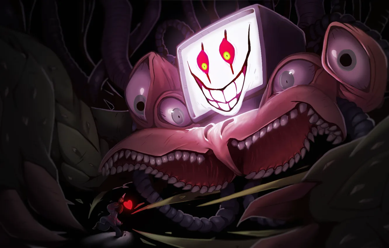 Photo wallpaper eyes, monster, teeth, girl, Undertale, Undertail