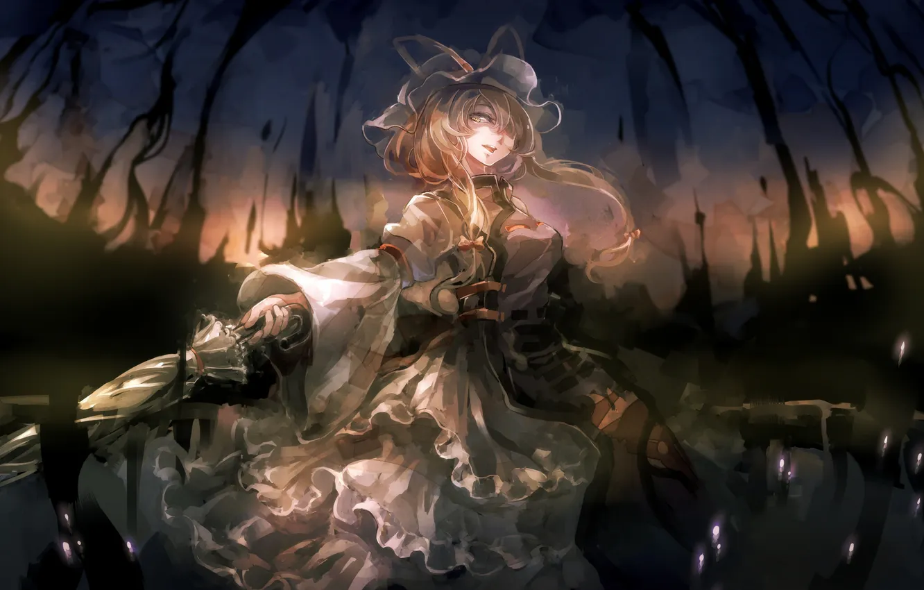 Photo wallpaper girl, magic, umbrella, anime, art, cap, touhou, Strikingly Is Wait