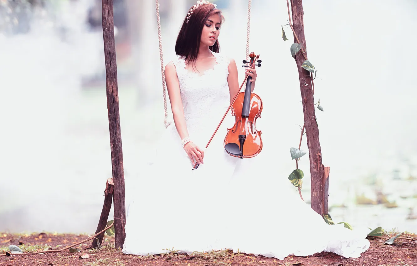 Photo wallpaper girl, music, violin