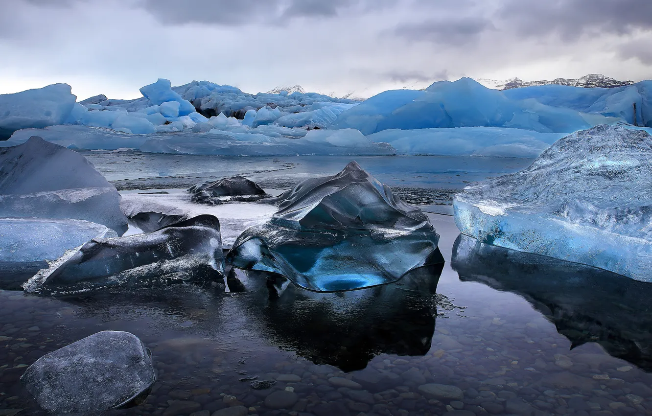 Photo wallpaper ice, snow, iceland, jökulsárlón