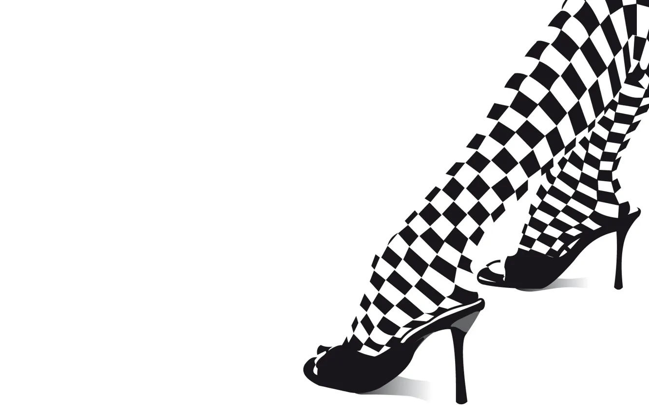 Photo wallpaper black and white, heels, legs