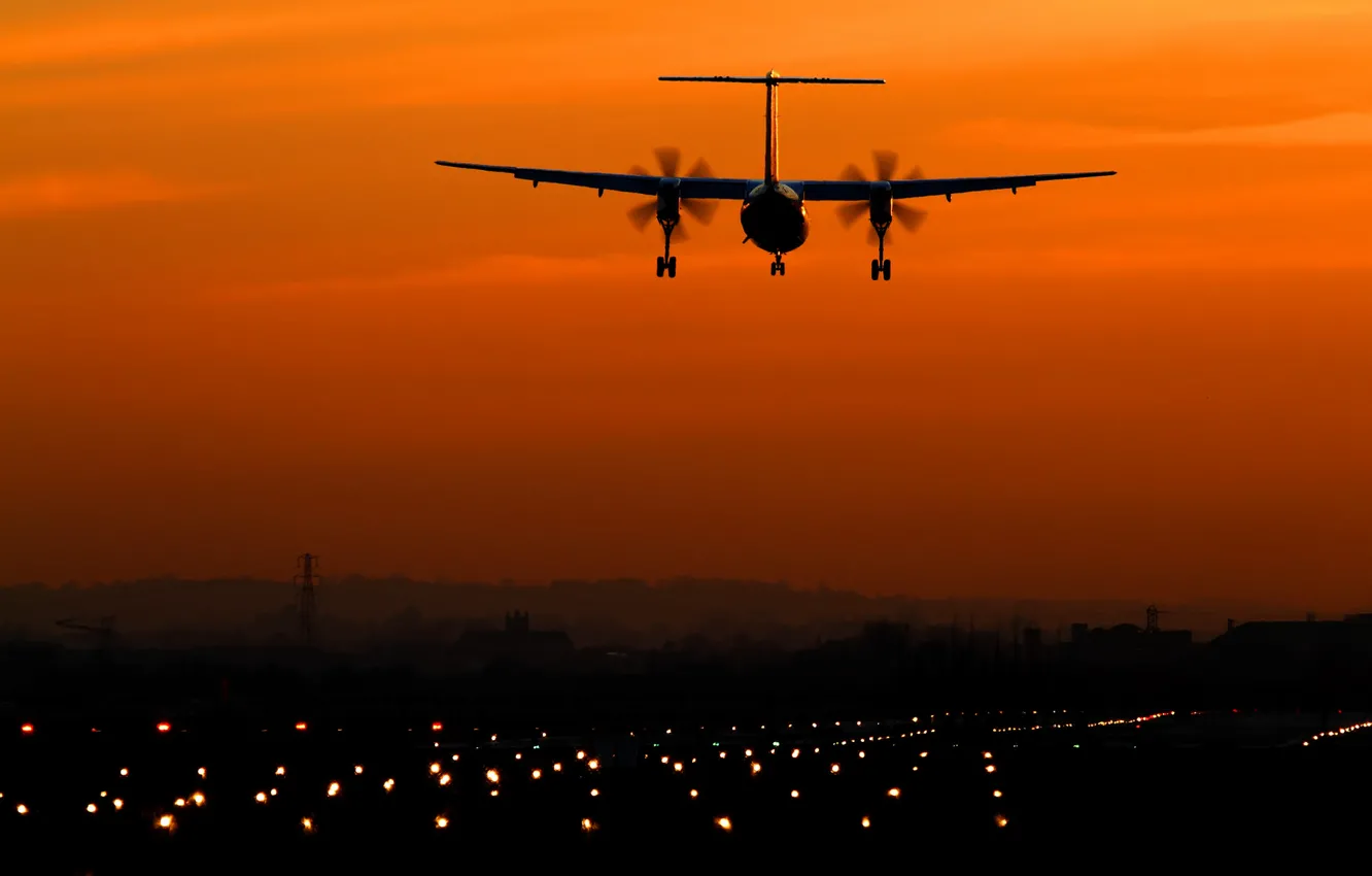 Photo wallpaper the sky, aviation, sunset, the plane