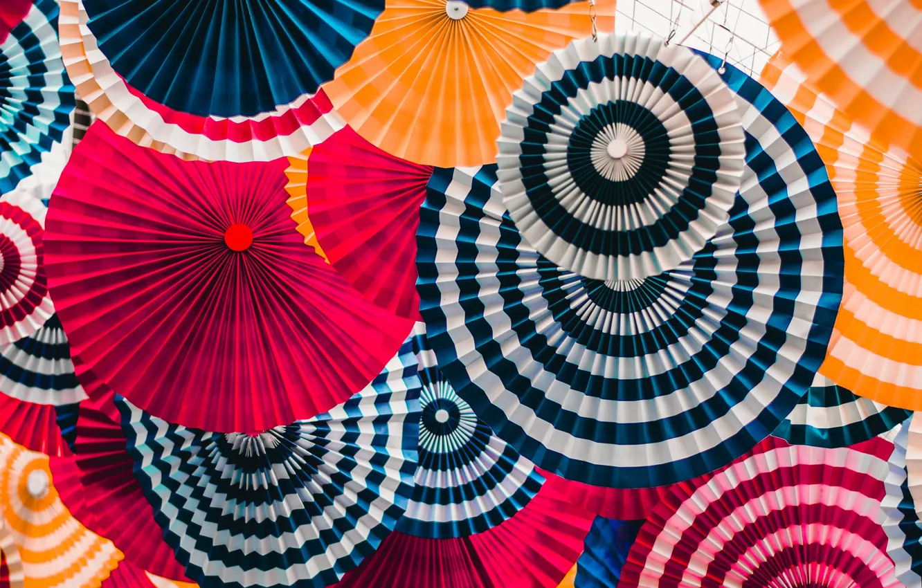 Photo wallpaper colorful, circles, blur, decoration, bright, umbrellas, miscellanous