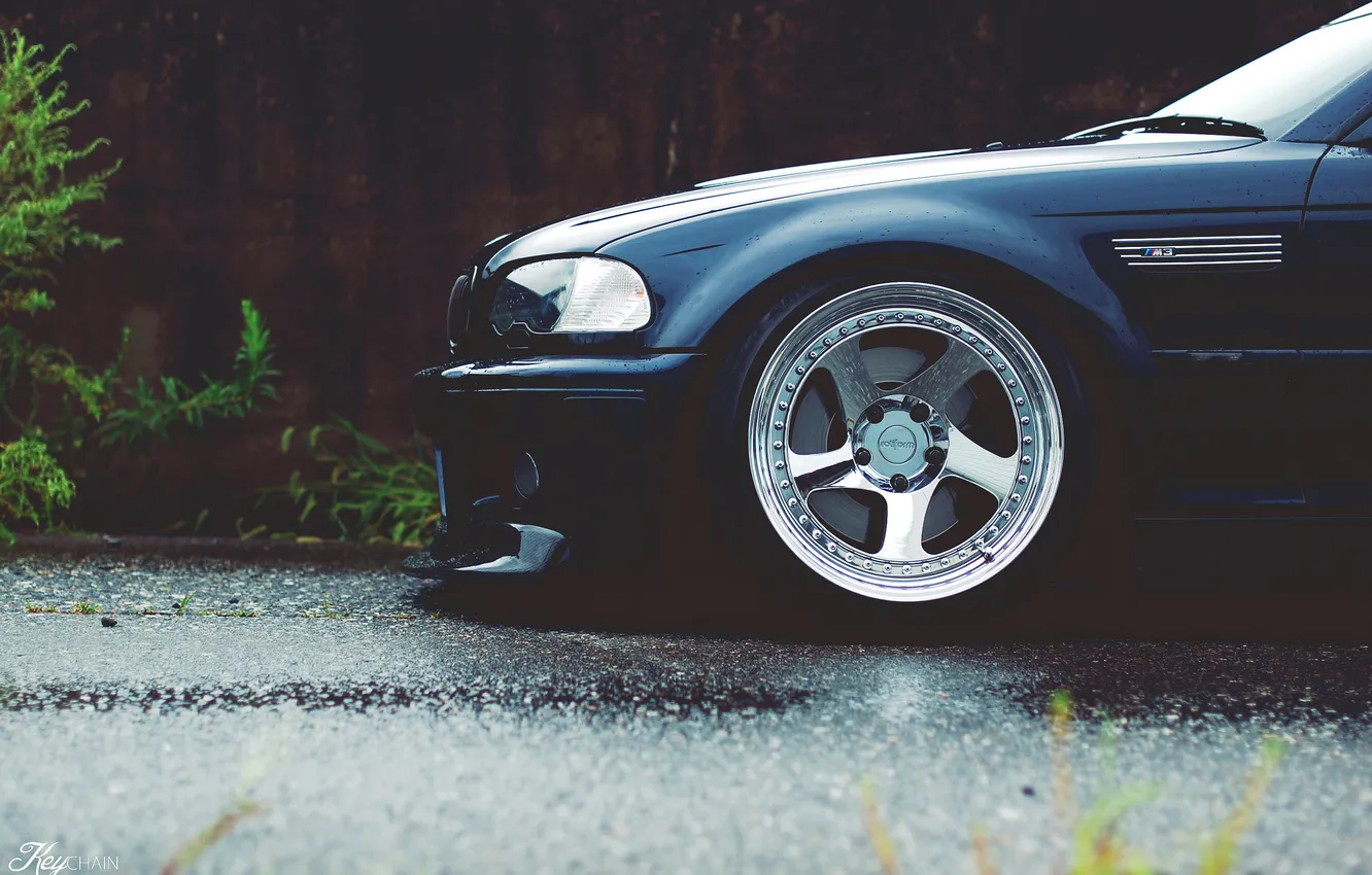 Photo wallpaper car, rain, overcast, black, tuning, BMW, drives, tuning