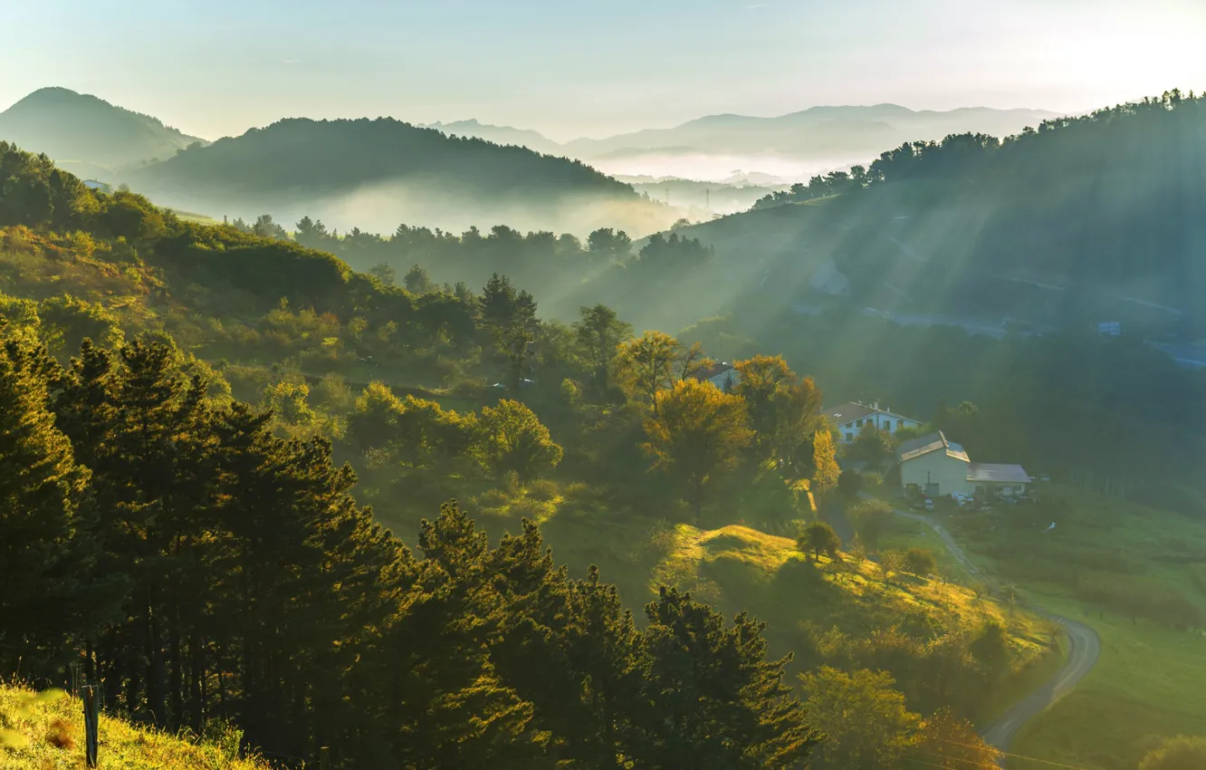 Photo wallpaper Spain, Basque Country, landscape near the Village Orio