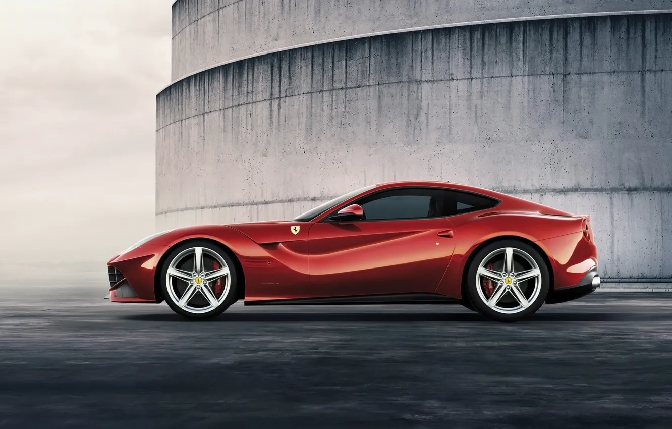 Photo wallpaper red, supercar, ferrari, Ferrari, side view, beautiful car, f12, berlinetta