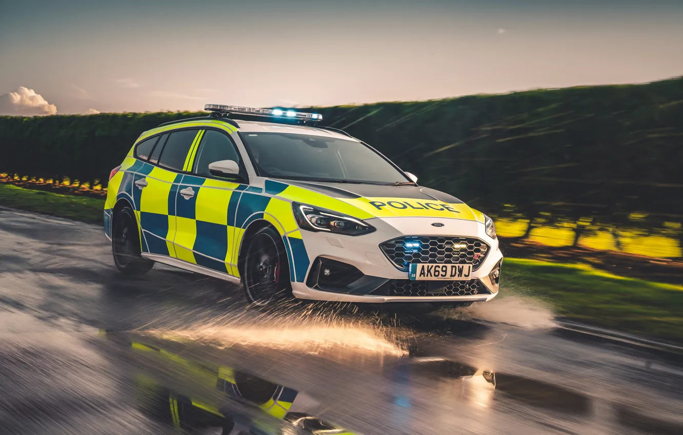 Photo wallpaper Ford, Road, Ford, Car, Front, Ford Focus ST, South Wales Police, South Wales Police