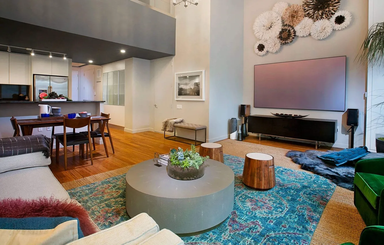 Photo wallpaper design, style, interior, New York, kitchen, USA, United States, New York