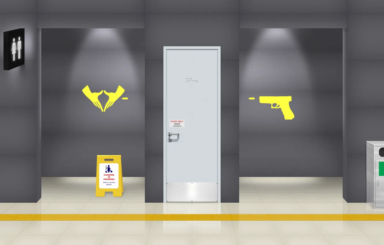 Photo wallpaper humor, toilet sign, publicrestroom