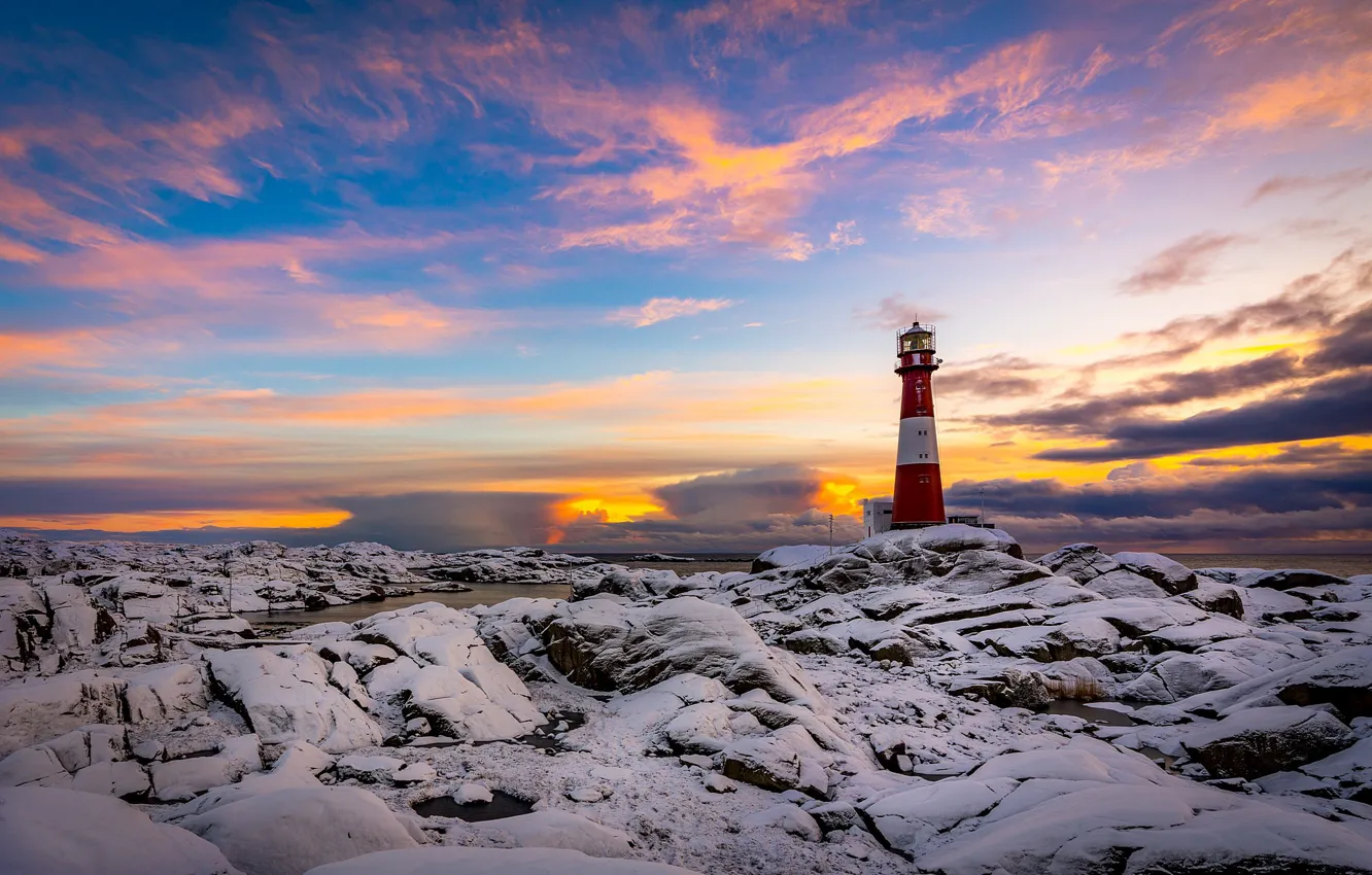 Photo wallpaper coast, lighthouse, Norway, Rogaland