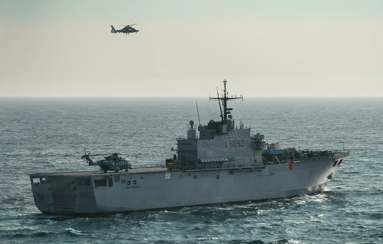 Photo wallpaper The Italian Navy, St George, Amphibious helicopter transport dock