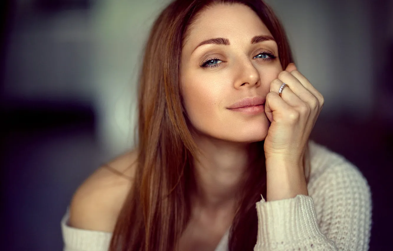 Photo wallpaper look, pose, model, portrait, brown hair, bokeh, Nataliya, Natalie Founder