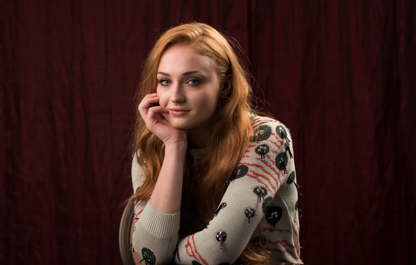 Photo wallpaper girl, actress, red, Game of Thrones, Sophie Turner, USA Today
