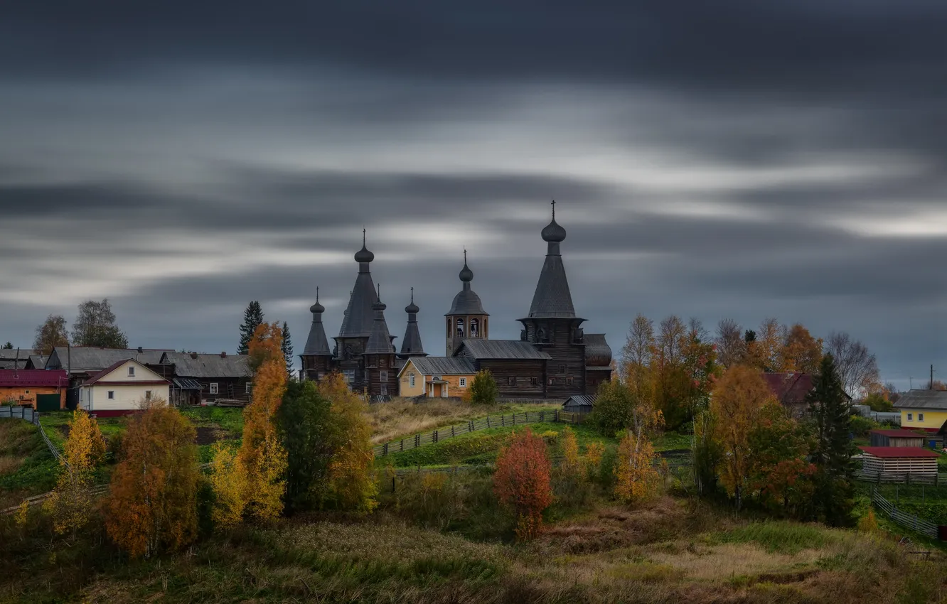 Photo wallpaper landscape, Church, Arkhangelsk oblast, Maxim Evdokimov
