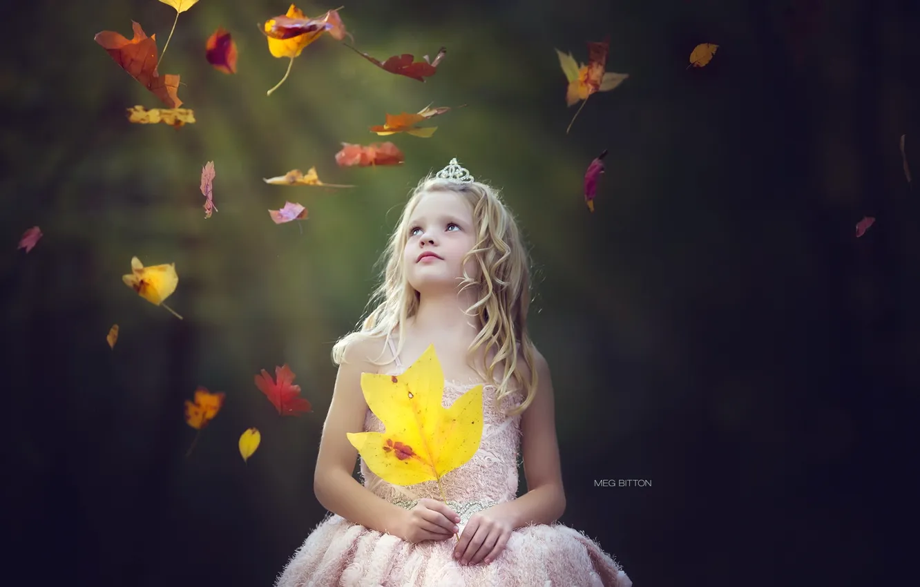 Photo wallpaper leaves, mood, girl
