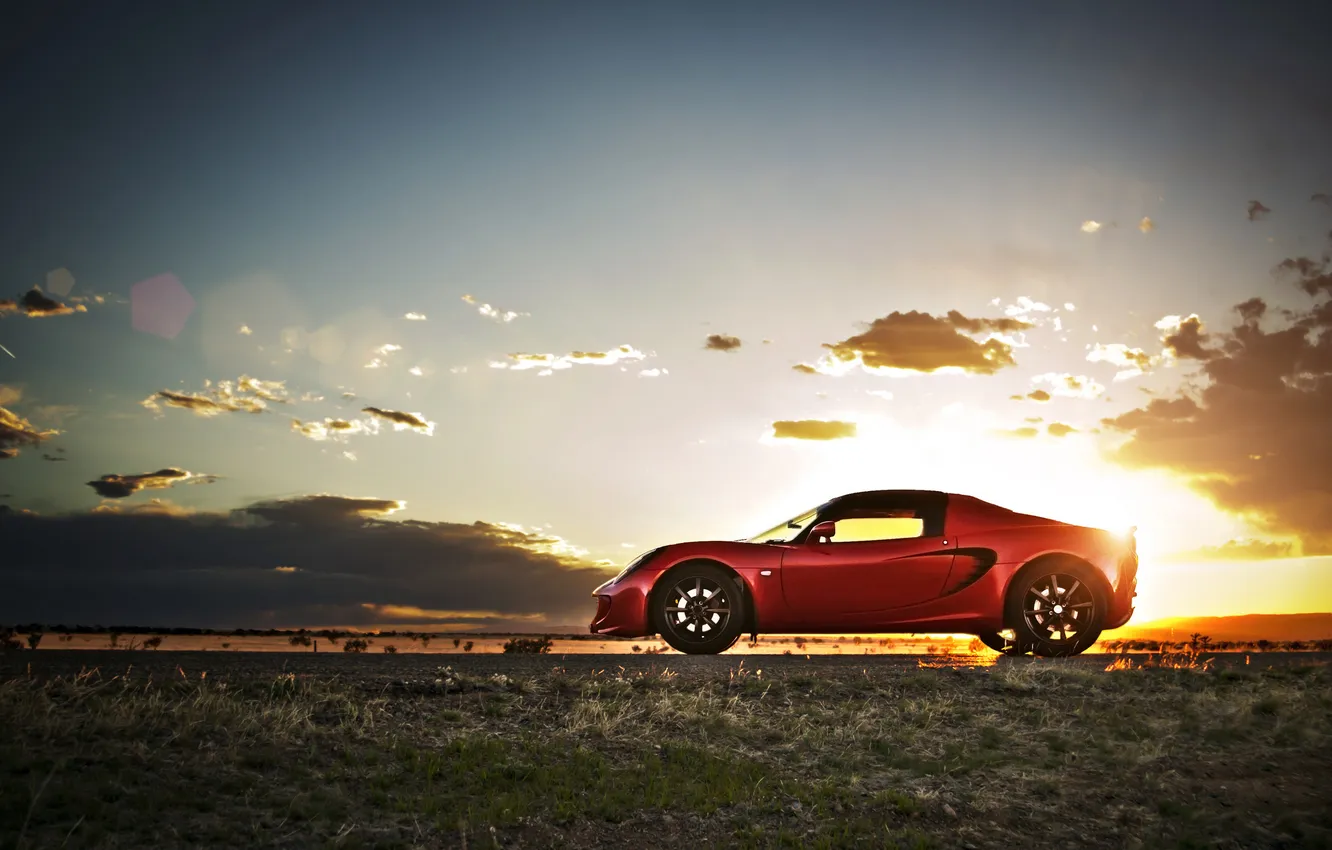 Photo wallpaper the sun, sunset, red, Lotus, red, Lotus, Blik, Elise