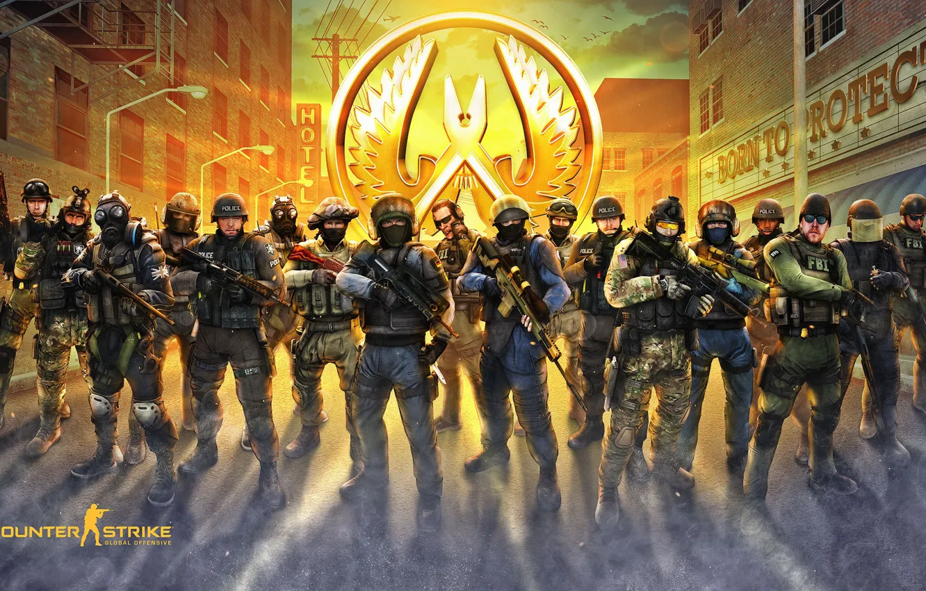Photo wallpaper Weapons, logo, Logo, Valve, SWAT, Counter-Strike, SAS, FBI