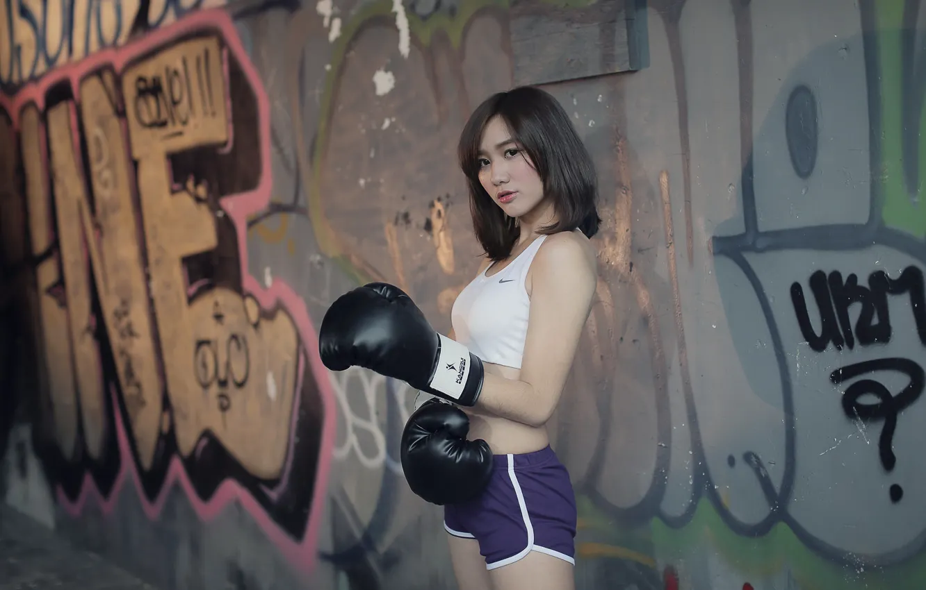 Photo wallpaper girl, sport, Asian