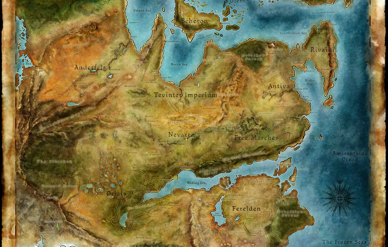 Photo wallpaper paper, the world, map, Dragon Age 2