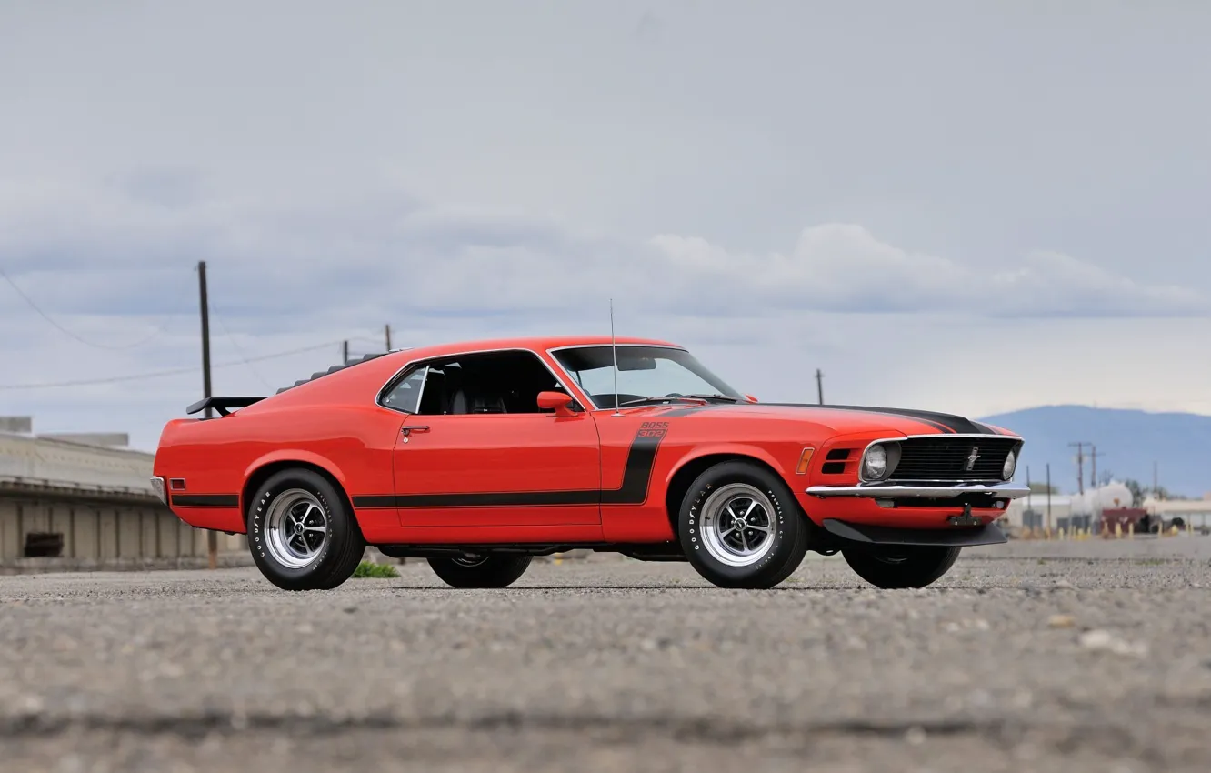 Photo wallpaper Boss 302, Ford Mustang, 1970, Fastback, muscle classic