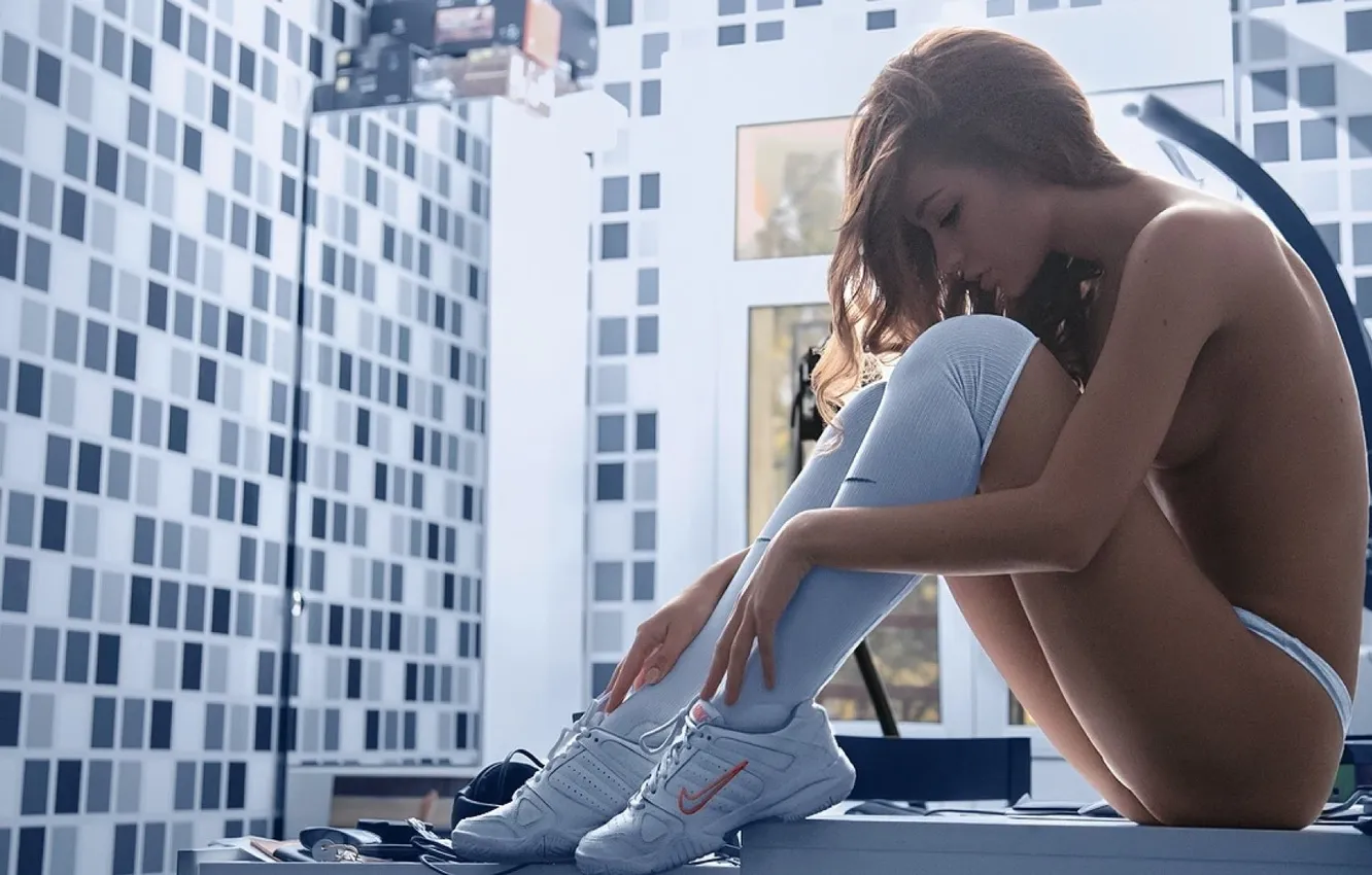Photo wallpaper girl, beautiful, model, sneakers, KNEE SOCKS
