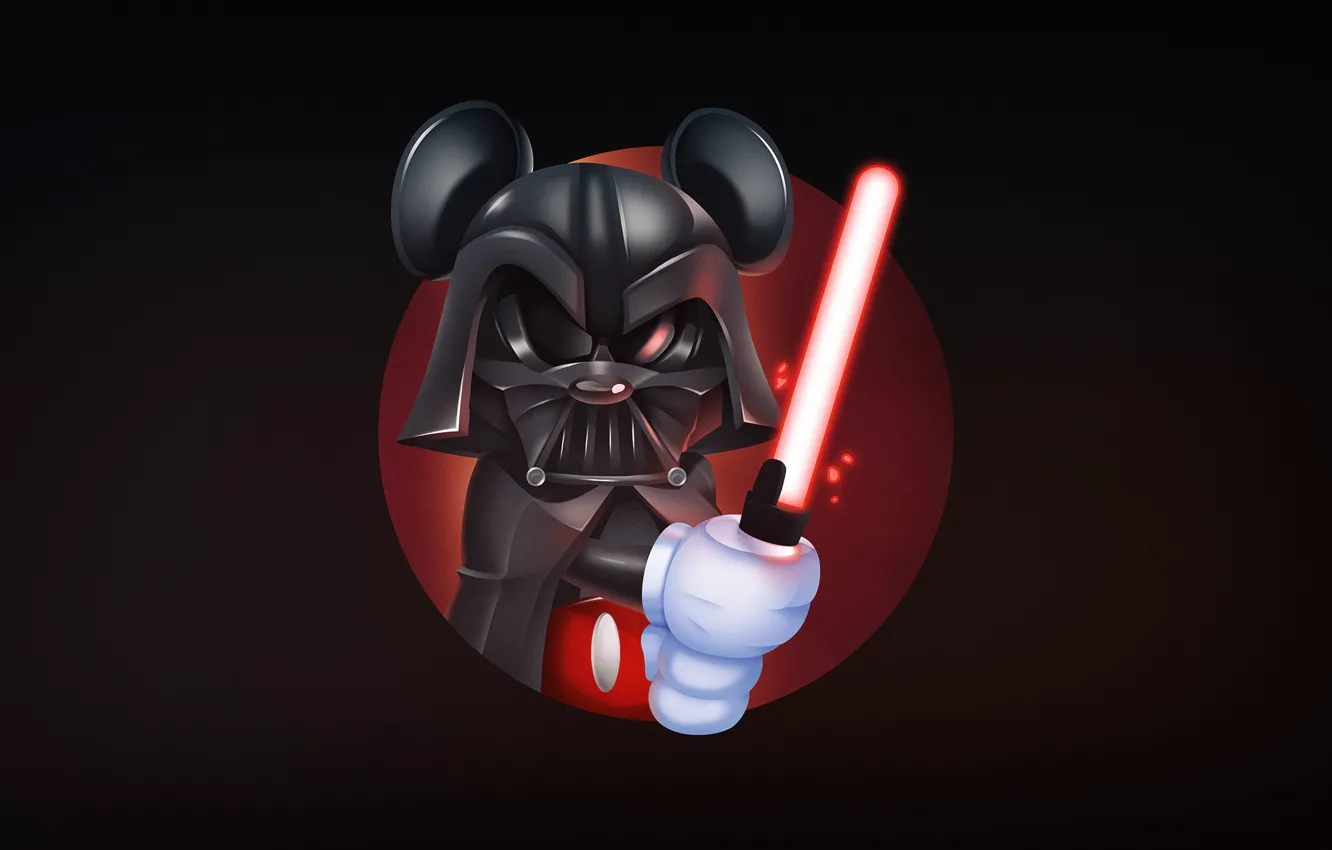 Photo wallpaper Darth Vader, Dark Side, Mickey Mouse, Vader, Mickey, Illustration, Harvey Lanot, Mickeyvader